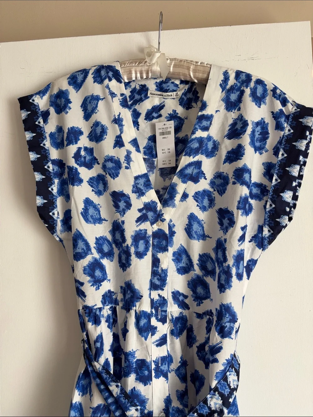Abercrombie & Fitch White Maxi Dress with Blue Floral Print Size ST